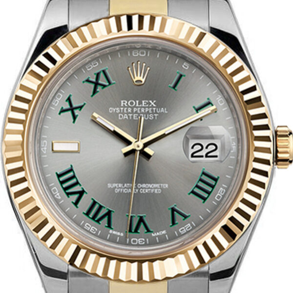 Buy Rolex 41mm Datejust II 116333 Grey with Green Wrist Watch Online