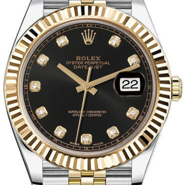 Buy Rolex 41mm Datejust Yellow Gold 126333 Factory Black Diamond Wrist Watch Online