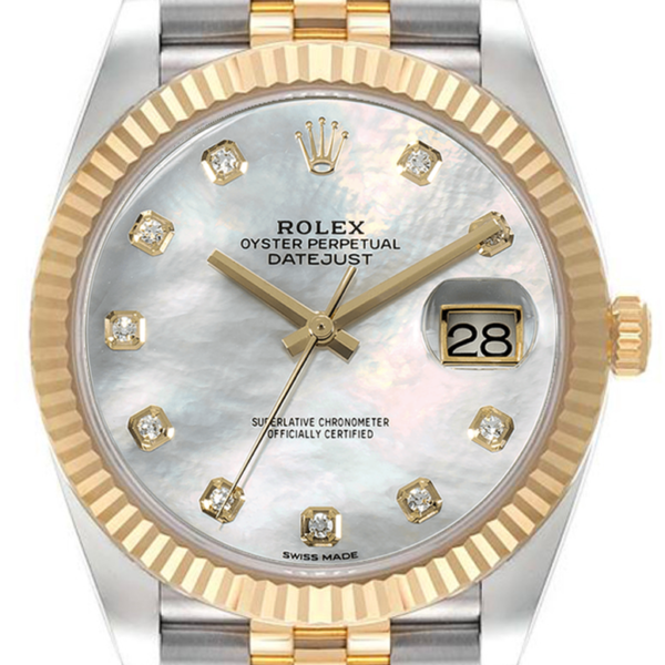 Buy Rolex 41mm Datejust Yellow Gold 126333 Factory Mother of Pearl Diamond Wrist Watch Online