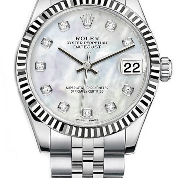 Buy Rolex Datejust Midsize 31mm Stainless Steel Factory Mother of Pearl Diamond Dial Jubilee 178274 Wrist Watch Online