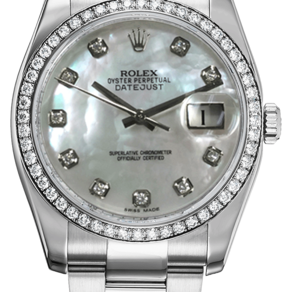 Buy Rolex Datejust en acier inoxydable avec lunette en diamant et diamant en nacre sur bracelet Oyster 11624 Wrist Watch Online